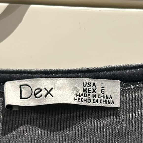 DEX Grey Velvet Wrap Fit & Flare Short Dress Ruffled Hem Women’s Size L - Picture 10 of 16